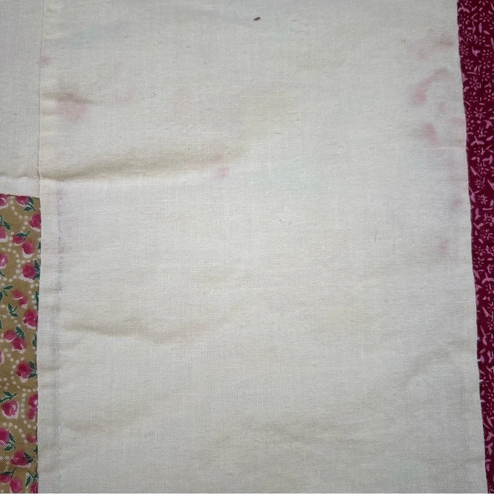 VTG Sunham Slashed Star Quilt Prairie Cottage Calico Floral Hand Quilted 65x81